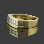Modernist 2 Tone Solid 18K Gold Baguette Diamond Wedding Band, Anniversary Ring, Olde Towne Jewelers, Santa Rosa CA.