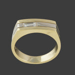 Modernist 2 Tone Solid 18K Gold Baguette Diamond Wedding Band, Anniversary Ring, Olde Towne Jewelers, Santa Rosa CA.