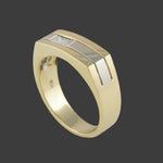 Modernist 2 Tone Solid 18K Gold Baguette Diamond Wedding Band, Anniversary Ring, Olde Towne Jewelers, Santa Rosa CA.