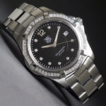 Stunning Tag Heuer WAF111D Aquaracer Steel & Diamond Man's Watch Box & Papers
