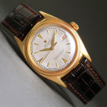 Stunning 1950 Rolex 6031 Ovettone 18K Yellow Gold Mans Roulette Wheel Date Watch