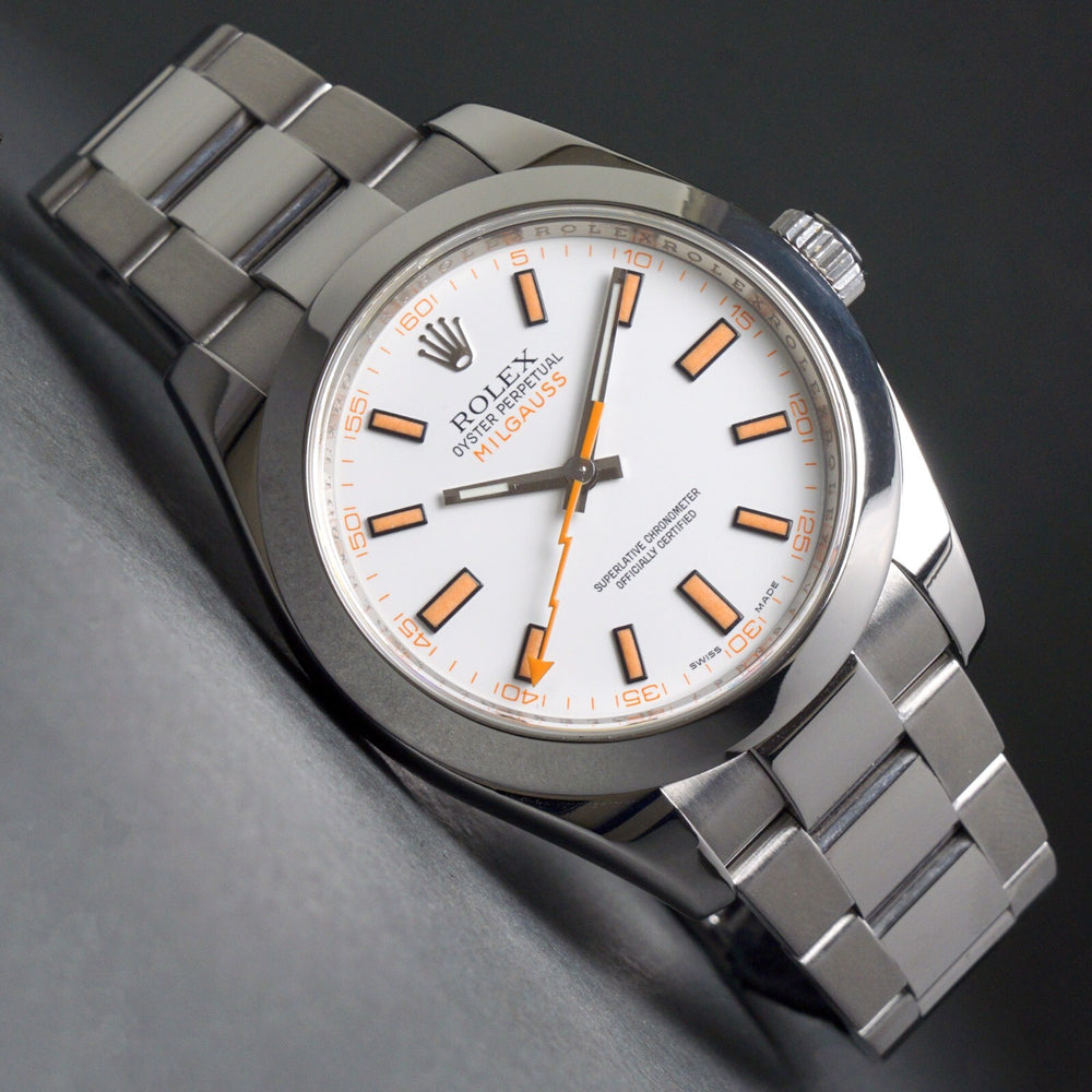 Stunning Rolex 116400 Milgauss Stainless Steel 40mm White Dial Watch MINT COND!