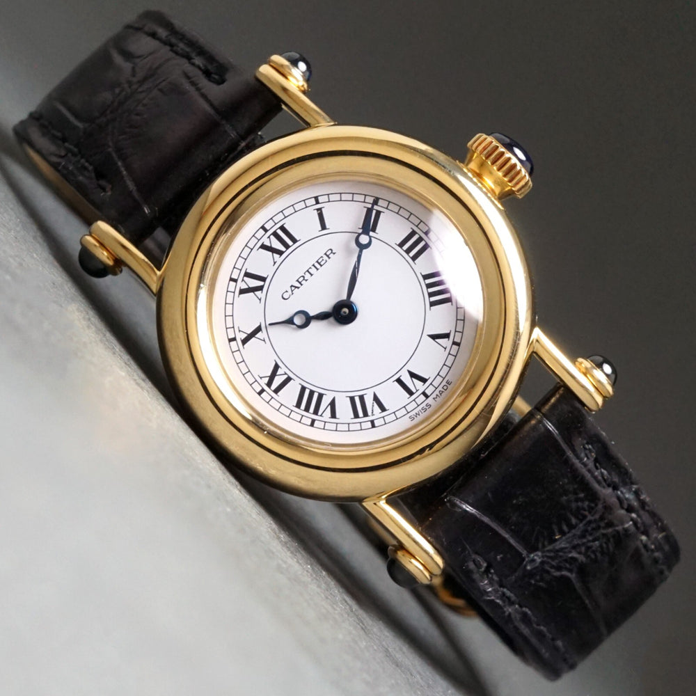 Stunning Cartier Diabolo Solid 18K Gold Lady's Watch, Orig 18K Deployant Buckle