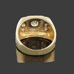 Art Deco Two Tone Solid 14K Gold & Diamond Man's Cigar Wedding Ring, Olde Towne Jewelers, Santa Rosa CA.