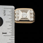 Art Deco Two Tone Solid 14K Gold & Diamond Man's Cigar Wedding Ring, Olde Towne Jewelers, Santa Rosa CA.