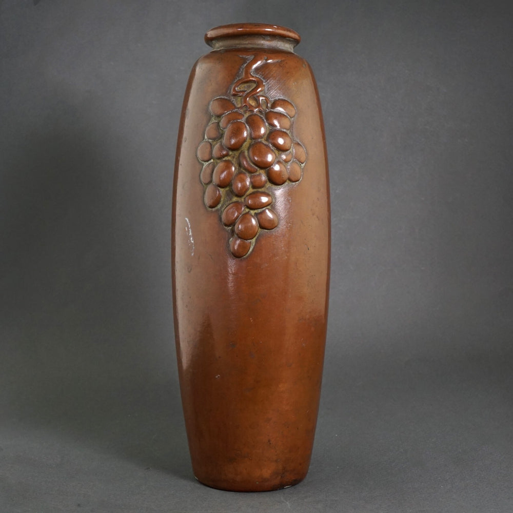 Stunning 1920's Weller Bronze Ware Art Nouveau Grape Motif Vase, Olde Towne Jewelers, Santa Rosa CA.