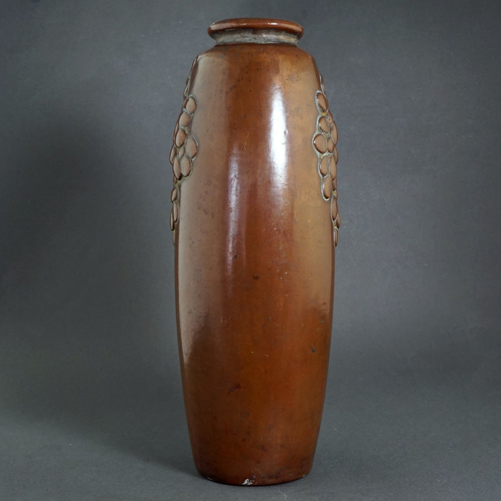 Stunning 1920's Weller Bronze Ware Art Nouveau Grape Motif Vase, Olde Towne Jewelers, Santa Rosa CA.