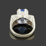 Art Deco Style Solid 14K White Gold, 3.86 Ct Tanzanite & .48 CTW Diamond Ring, Olde Towne Jewelers, Santa Rosa CA.