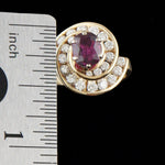 Solid 14K Yellow Gold, Grape Garnet & Diamond Halo Estate Cocktail Ring, Olde Towne Jewelers, Santa Rosa CA.