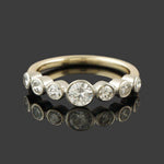 Two Tone Solid 14K Gold & Graduated Bezel Set Diamond Wedding, Anniversary  Band