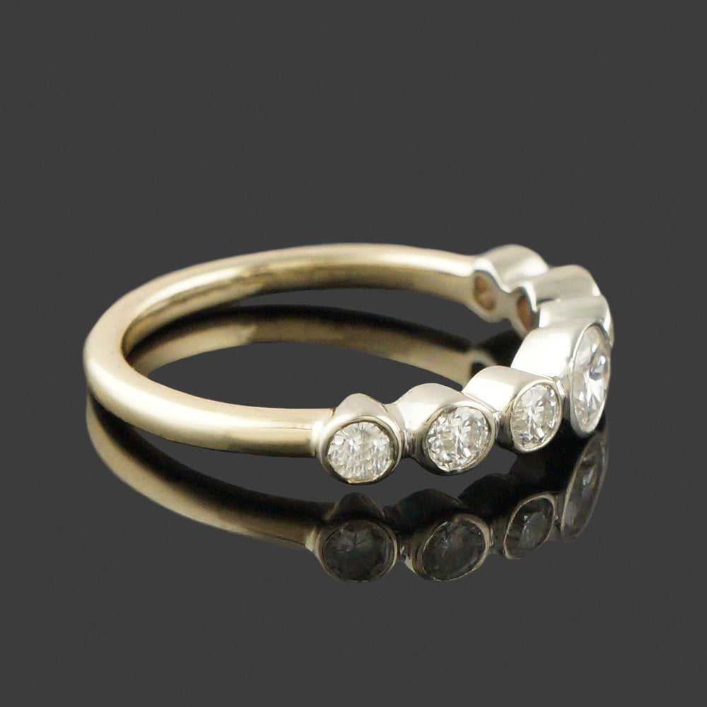 Two Tone Solid 14K Gold & Graduated Bezel Set Diamond Wedding, Anniversary  Band, Olde Towne Jewelers, Santa Rosa CA.