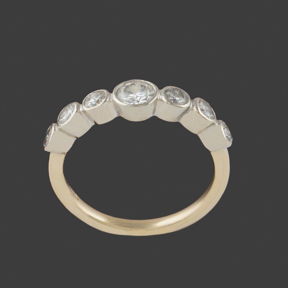 Two Tone Solid 14K Gold & Graduated Bezel Set Diamond Wedding, Anniversary  Band, Olde Towne Jewelers, Santa Rosa CA.
