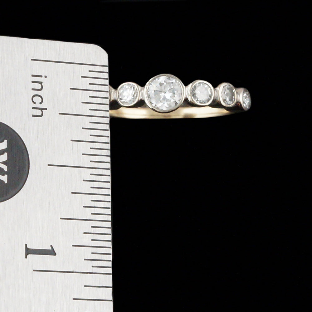 Two Tone Solid 14K Gold & Graduated Bezel Set Diamond Wedding, Anniversary  Band, Olde Towne Jewelers, Santa Rosa CA.
