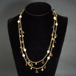 David Yurman Solid 18K Gold Pearl, Garnet, Quartz, Citrine Bijoux 46" L Necklace