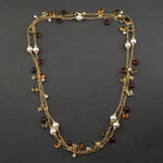David Yurman Solid 18K Gold Pearl, Garnet, Quartz, Citrine Bijoux 46" L Necklace, Olde Towne Jewelers, Santa Rosa CA.