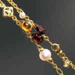David Yurman Solid 18K Gold Pearl, Garnet, Quartz, Citrine Bijoux 46" L Necklace, Olde Towne Jewelers, Santa Rosa CA.
