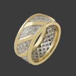 Wide Vintage Solid 18K Gold & 1.25 CTW Diamond Cigar Wedding Band Estate Ring