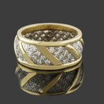 Wide Vintage Solid 18K Gold & 1.25 CTW Diamond Cigar Wedding Band Estate Ring, Olde Towne Jewelers, Santa Rosa CA.
