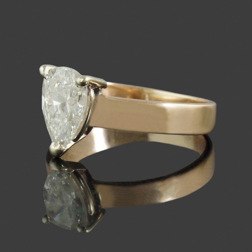 Solid 14K Yellow Gold & 1.70 Ct. Pear Shape Diamond Solitaire Engagement Ring, Olde Towne Jewelers, Santa Rosa CA.