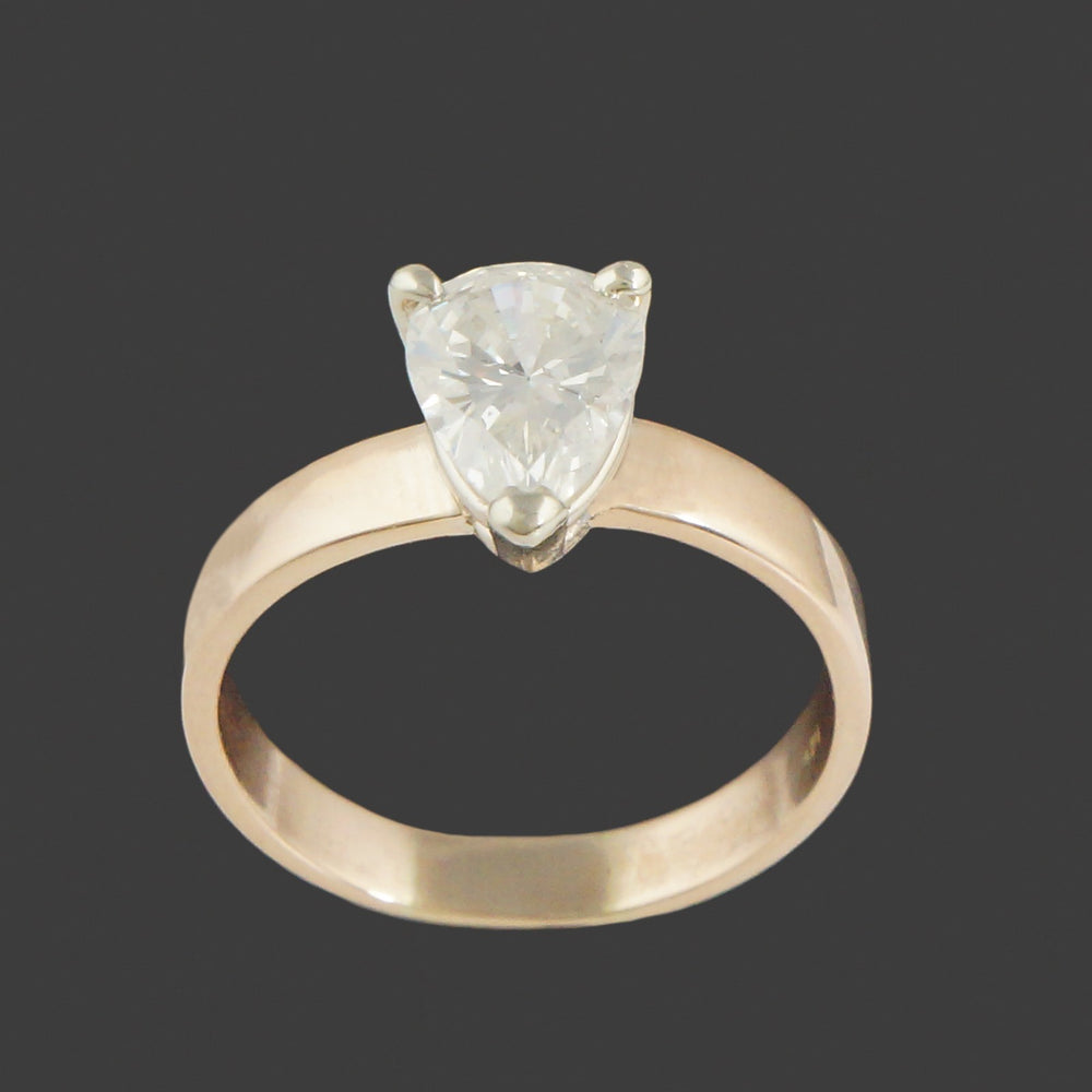 Solid 14K Yellow Gold & 1.70 Ct. Pear Shape Diamond Solitaire Engagement Ring, Olde Towne Jewelers, Santa Rosa CA.