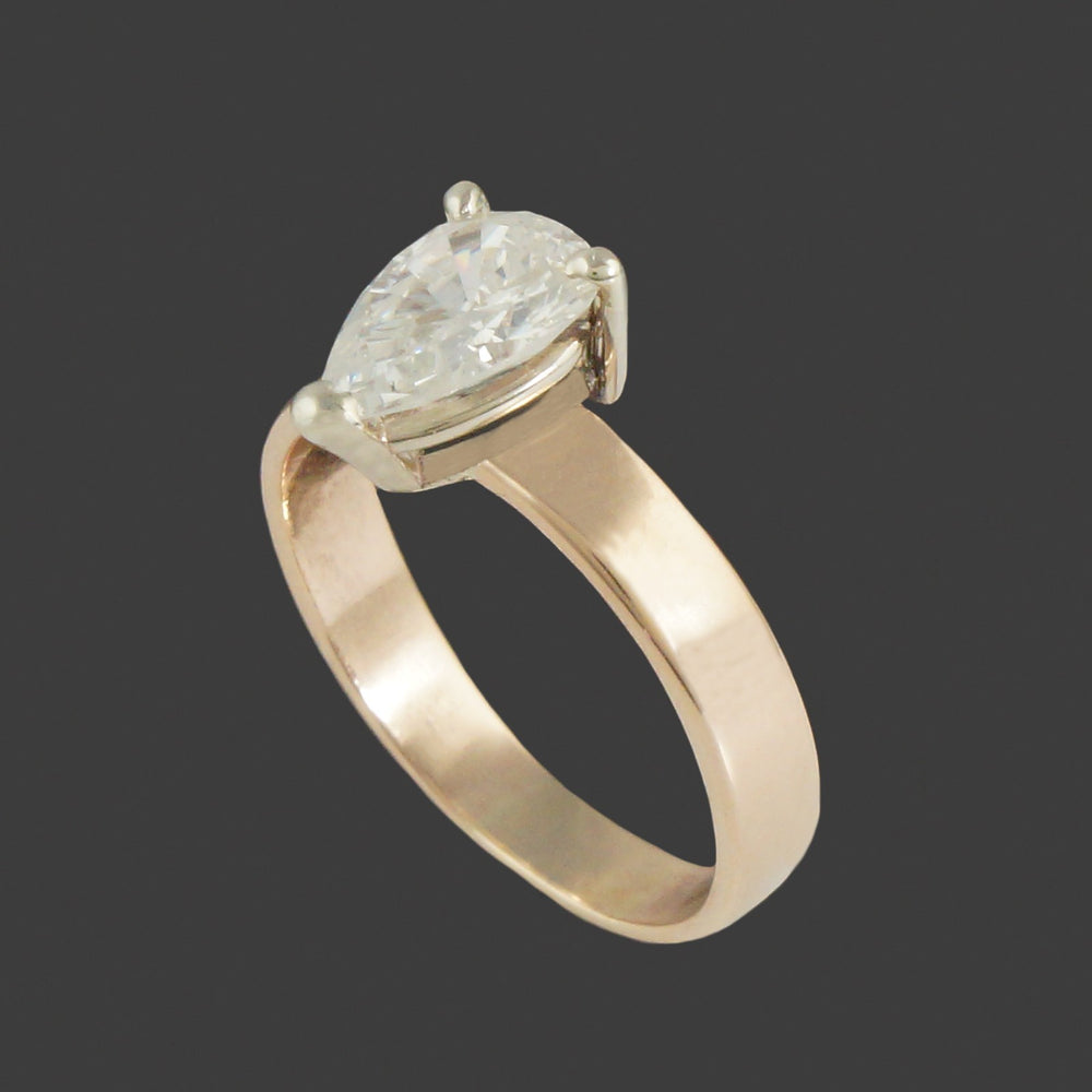 Solid 14K Yellow Gold & 1.70 Ct. Pear Shape Diamond Solitaire Engagement Ring, Olde Towne Jewelers, Santa Rosa CA.