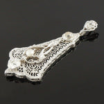 Art Deco Solid 14K White Gold Filigree 1.25 CTW OMC Diamond & Pearl Pendant, Olde Towne Jewelers, Santa Rosa CA.