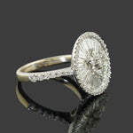 Solid 18K White Gold & 3.00 CTW Baguette Diamond Halo Wedding, Anniversary Ring