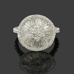 Solid 18K White Gold & 3.00 CTW Baguette Diamond Halo Wedding, Anniversary Ring, Olde Towne Jewelers, Santa Rosa CA.
