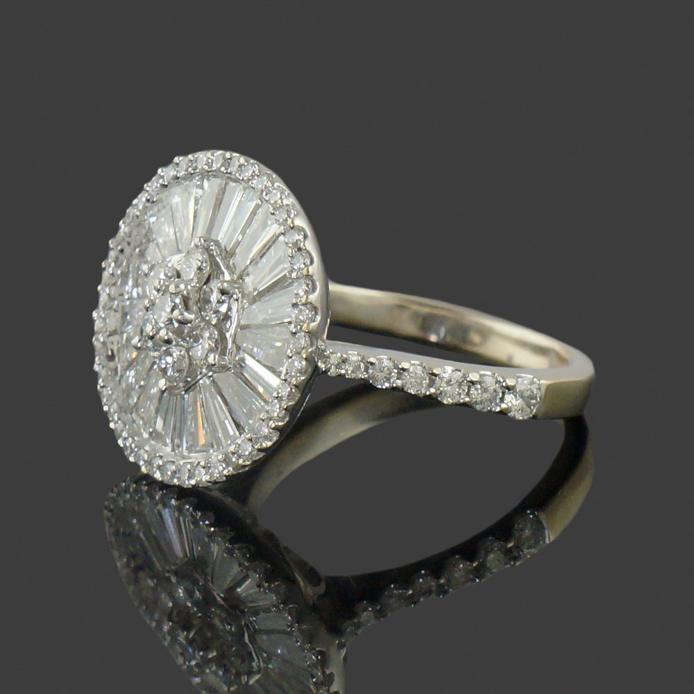 Solid 18K White Gold & 3.00 CTW Baguette Diamond Halo Wedding, Anniversary Ring, Olde Towne Jewelers, Santa Rosa CA.