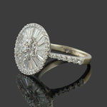 Solid 18K White Gold & 3.00 CTW Baguette Diamond Halo Wedding, Anniversary Ring, Olde Towne Jewelers, Santa Rosa CA.