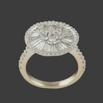 Solid 18K White Gold & 3.00 CTW Baguette Diamond Halo Wedding, Anniversary Ring, Olde Towne Jewelers, Santa Rosa CA.