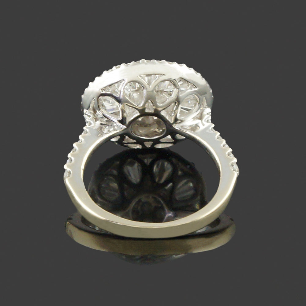 Solid 18K White Gold & 3.00 CTW Baguette Diamond Halo Wedding, Anniversary Ring, Olde Towne Jewelers, Santa Rosa CA.