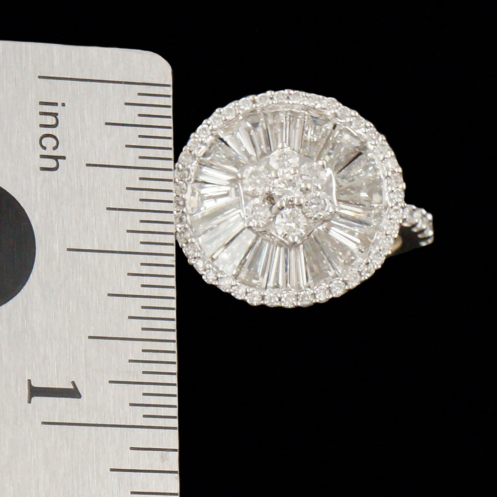 Solid 18K White Gold & 3.00 CTW Baguette Diamond Halo Wedding, Anniversary Ring, Olde Towne Jewelers, Santa Rosa CA.