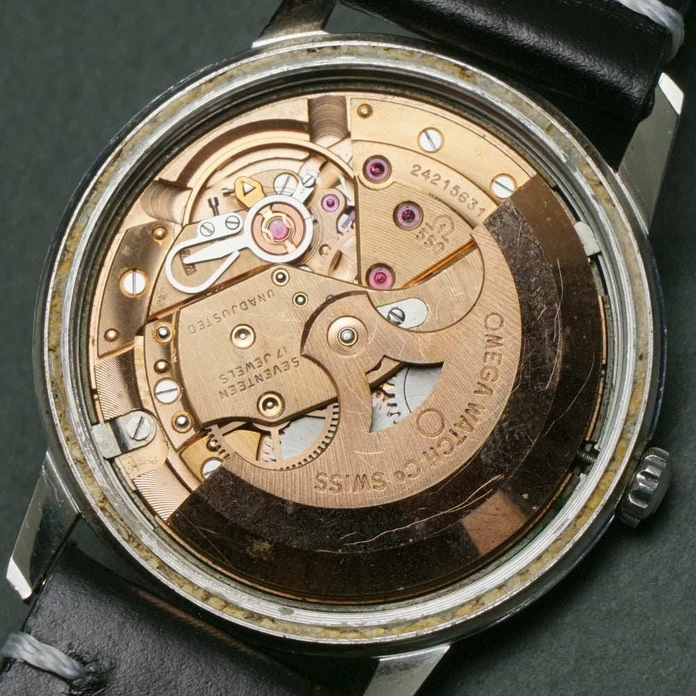Stunning 1965 Omega 165.002 Seamaster Stainless Steel Rare Military Dial Watch, Olde Towne Jewelers, Santa Rosa CA.
