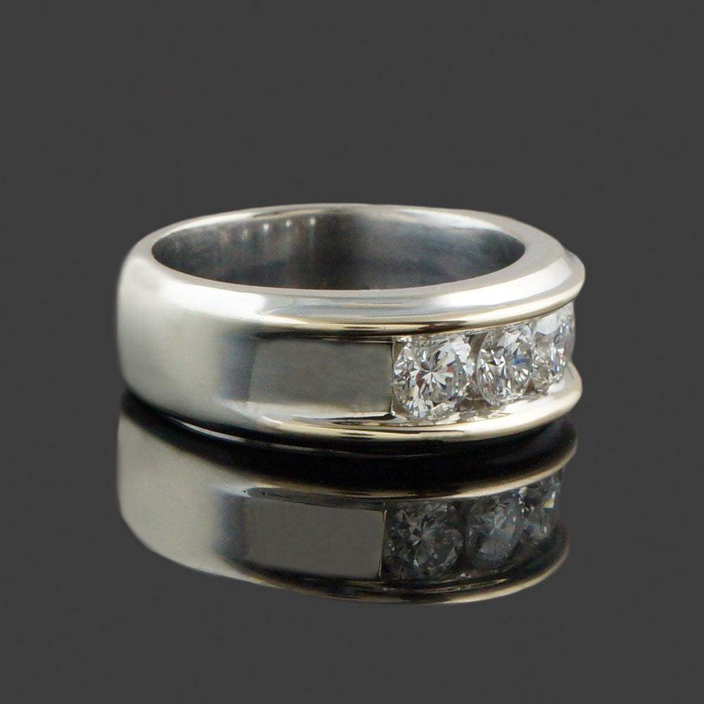 Two Tone Solid 14K Gold & 1.75 CTW Channel Diamond Wedding Band Anniversary Ring, Olde Towne Jewelers, Santa Rosa CA.