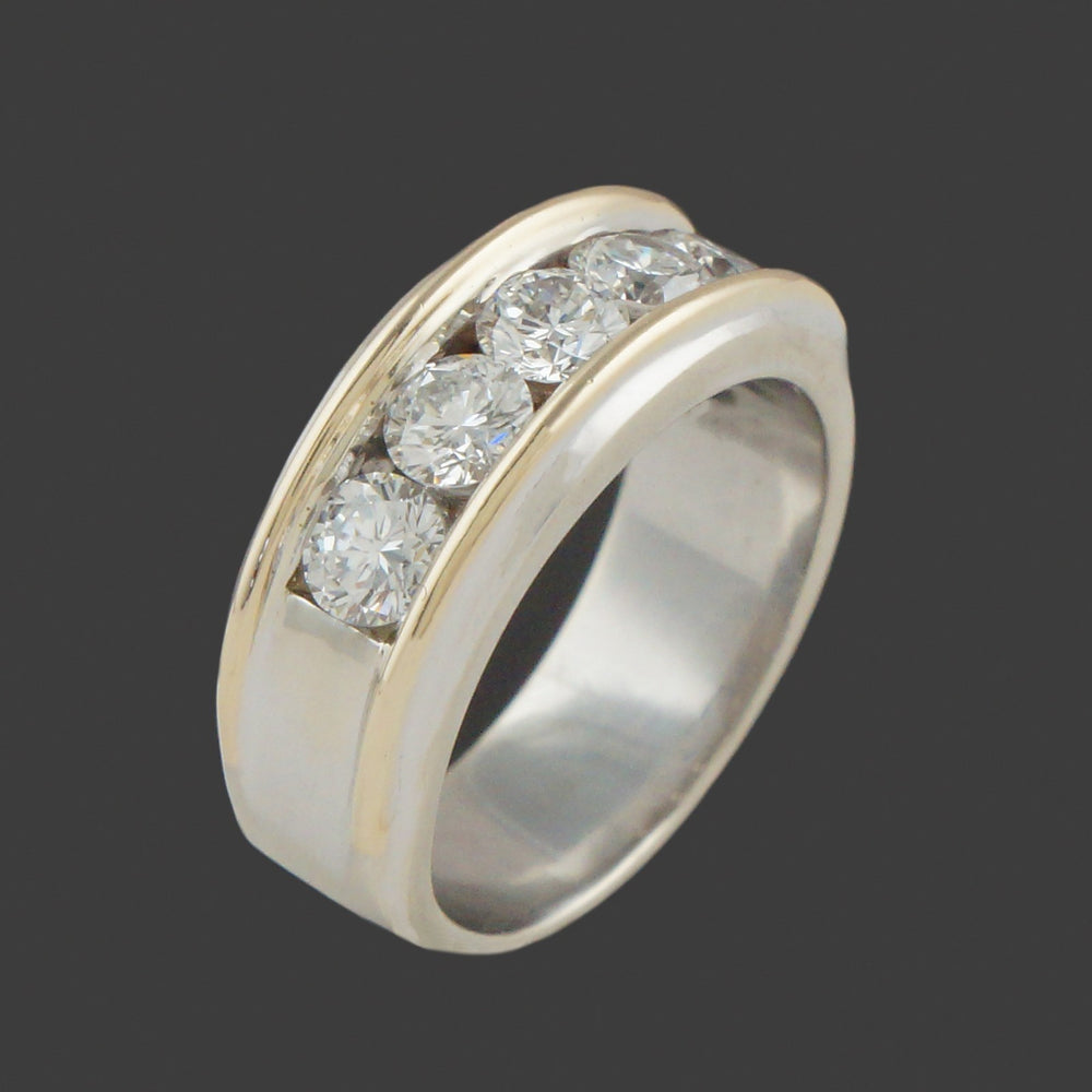 Two Tone Solid 14K Gold & 1.75 CTW Channel Diamond Wedding Band Anniversary Ring, Olde Towne Jewelers, Santa Rosa CA.