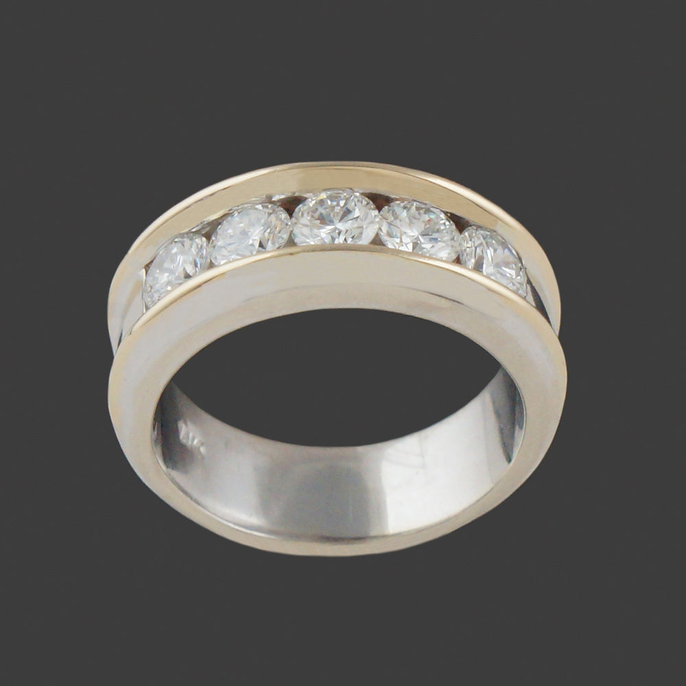 Two Tone Solid 14K Gold & 1.75 CTW Channel Diamond Wedding Band Anniversary Ring, Olde Towne Jewelers, Santa Rosa CA.