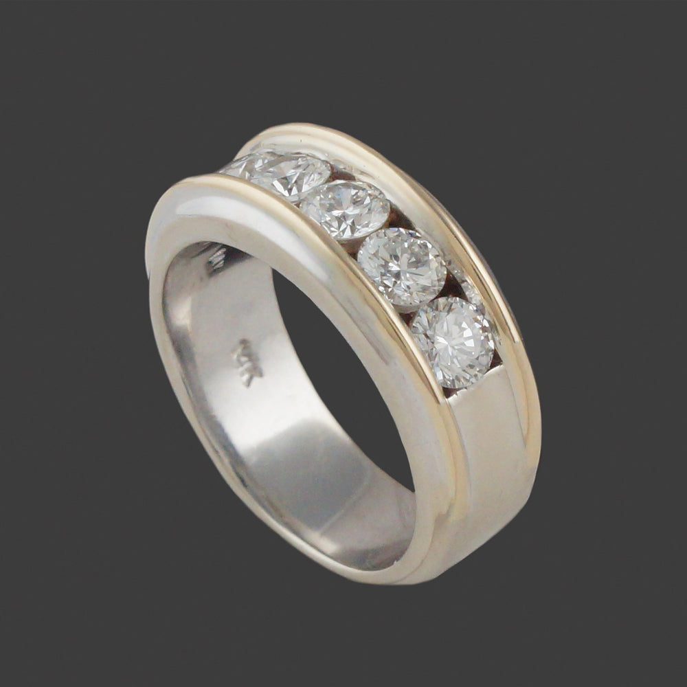 Two Tone Solid 14K Gold & 1.75 CTW Channel Diamond Wedding Band Anniversary Ring, Olde Towne Jewelers, Santa Rosa CA.