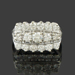 Solid 14K White Gold & 2.00 CTW Three Row Diamond Wedding Band, Anniversary Ring