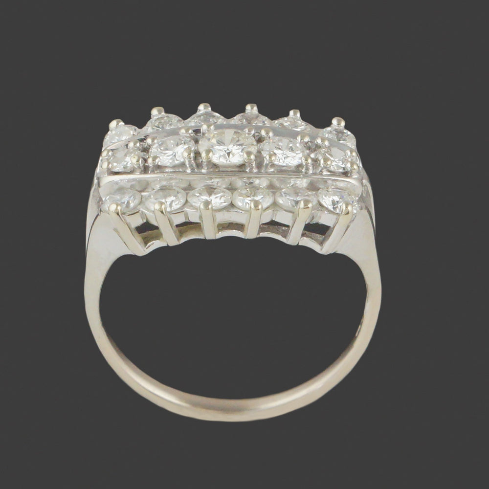 Solid 14K White Gold & 2.00 CTW Three Row Diamond Wedding Band, Anniversary Ring, Olde Towne Jewelers, Santa Rosa CA.