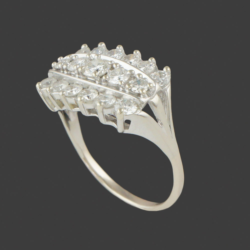 Solid 14K White Gold & 2.00 CTW Three Row Diamond Wedding Band, Anniversary Ring, Olde Towne Jewelers, Santa Rosa CA.