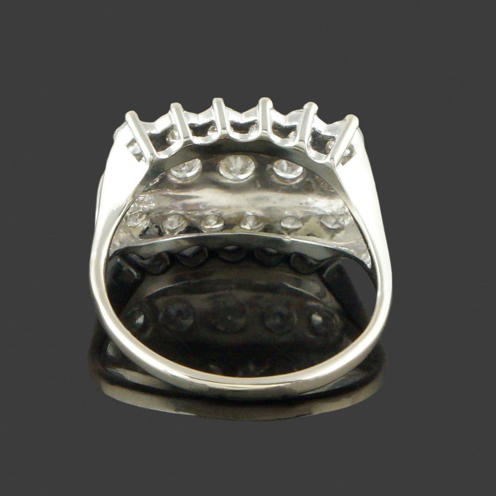 Solid 14K White Gold & 2.00 CTW Three Row Diamond Wedding Band, Anniversary Ring, Olde Towne Jewelers, Santa Rosa CA.