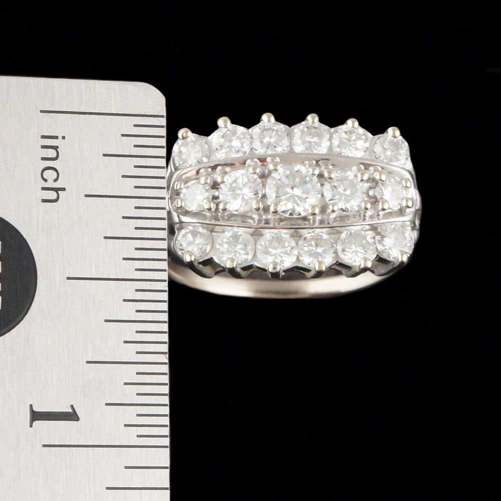 Solid 14K White Gold & 2.00 CTW Three Row Diamond Wedding Band, Anniversary Ring, Olde Towne Jewelers, Santa Rosa CA.
