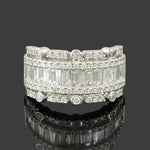 Solid 14K Gold, 1.22 CTW Round & Baguette Diamond Wedding Band, Anniversary Ring