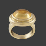 Heavy Solid 14K Yellow Gold & Oval Citrine Cabochon Estate Cocktail Ring, Olde Towne Jewelers, Santa Rosa CA.