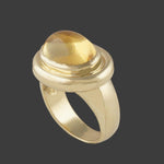 Heavy Solid 14K Yellow Gold & Oval Citrine Cabochon Estate Cocktail Ring, Olde Towne Jewelers, Santa Rosa CA.
