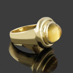 Heavy Solid 14K Yellow Gold & Oval Citrine Cabochon Estate Cocktail Ring, Olde Towne Jewelers, Santa Rosa CA.