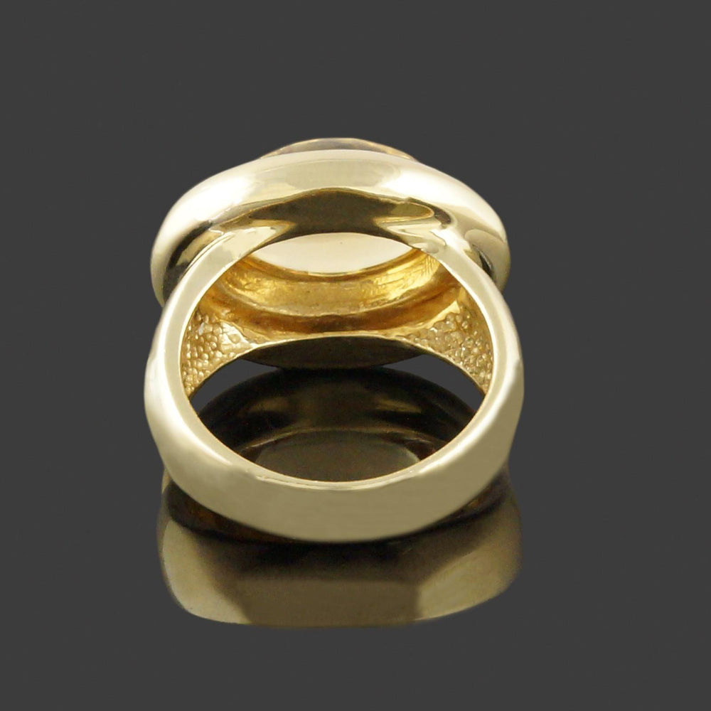 Heavy Solid 14K Yellow Gold & Oval Citrine Cabochon Estate Cocktail Ring, Olde Towne Jewelers, Santa Rosa CA.