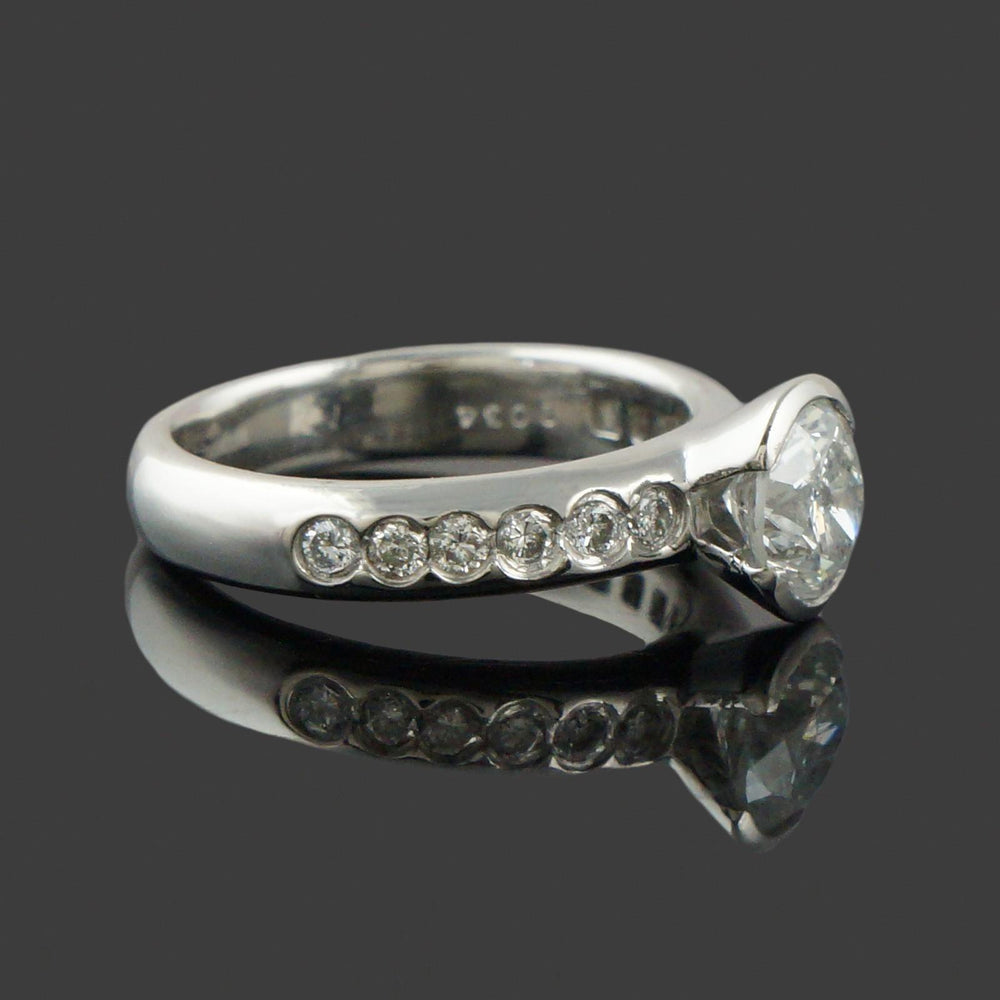 Platinum 1.51 CTW Demi Bezel Diamond Half Eternity Wedding Band, Engagement Ring, Olde Towne Jewelers, Santa Rosa CA.