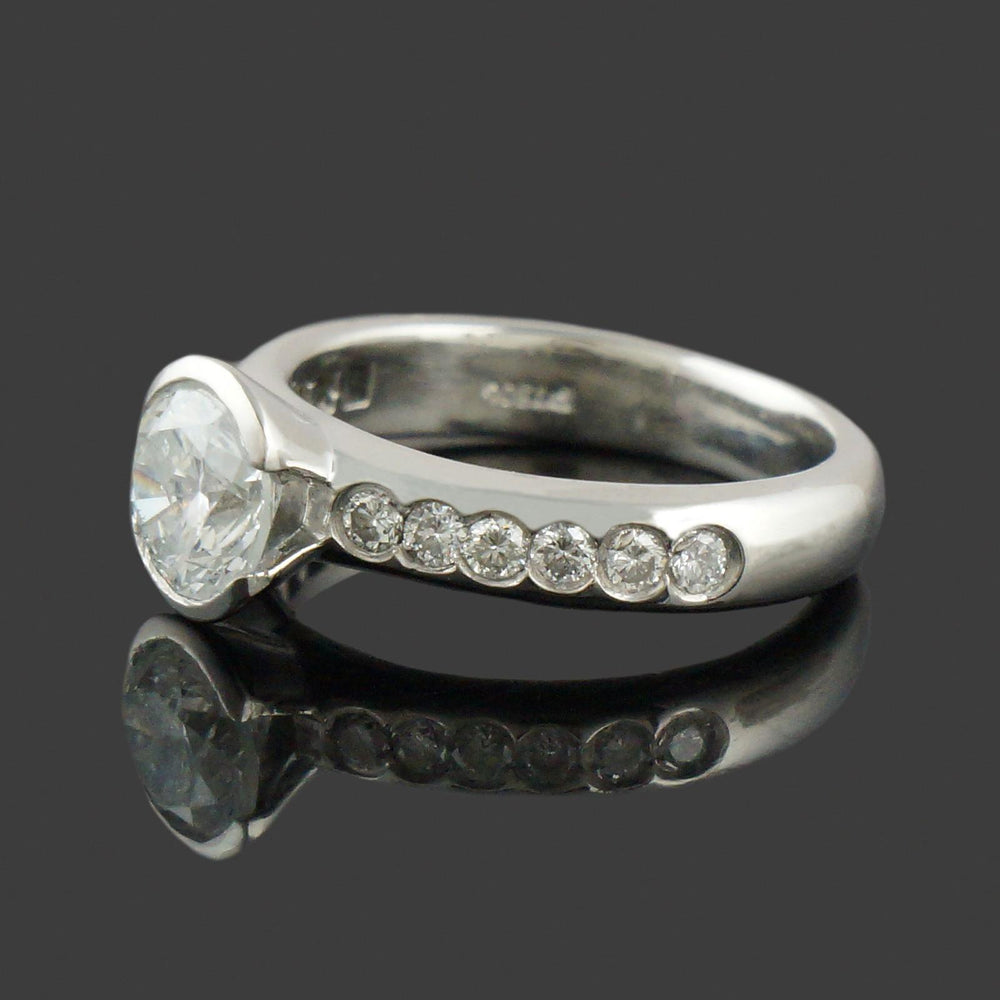 Platinum 1.51 CTW Demi Bezel Diamond Half Eternity Wedding Band, Engagement Ring, Olde Towne Jewelers, Santa Rosa CA.